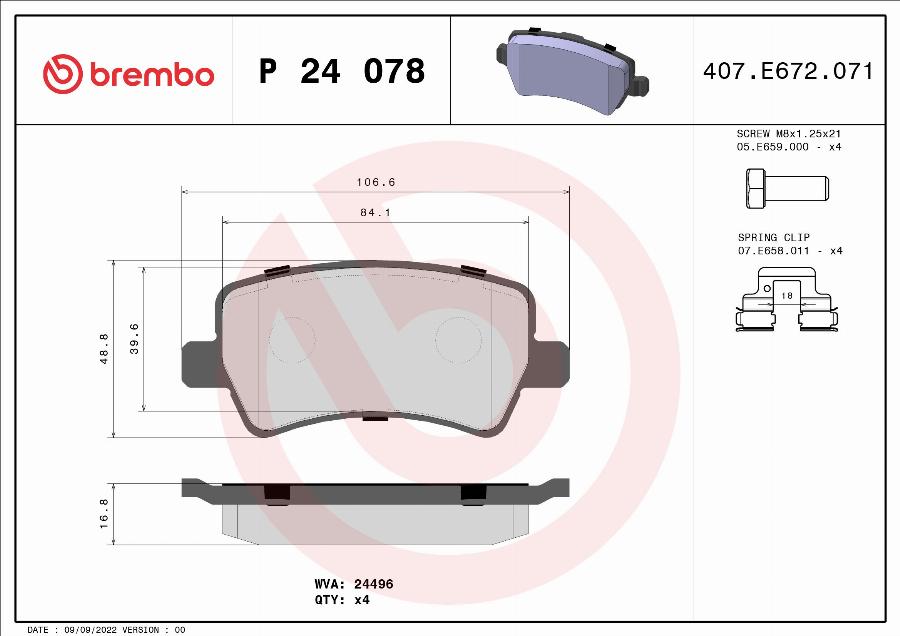 Brembo P 24 078 - Гальмівні колодки, дискові гальма autozip.com.ua