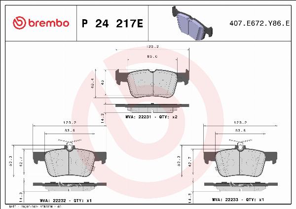 Brembo P 24 217E - Гальмівні колодки, дискові гальма autozip.com.ua