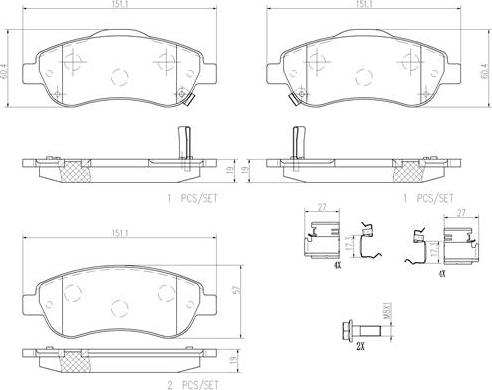 Brembo P28045N - Гальмівні колодки, дискові гальма autozip.com.ua