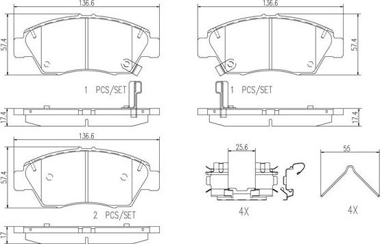 Brembo P28056N - Гальмівні колодки, дискові гальма autozip.com.ua