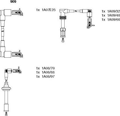 Bremi 909 - Комплект проводів запалювання autozip.com.ua