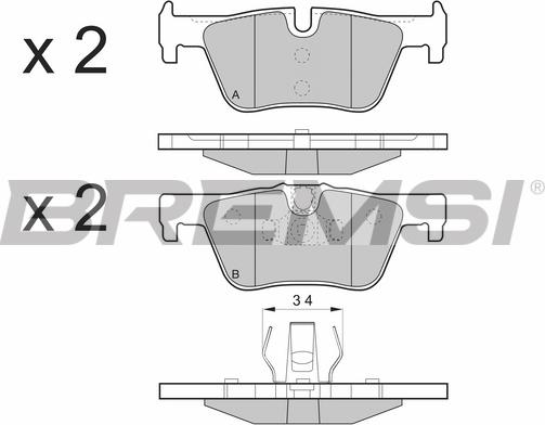 Bremsi BP3494 - Гальмівні колодки, дискові гальма autozip.com.ua