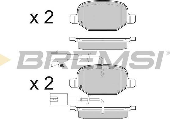 Bremsi BP3490 - Гальмівні колодки, дискові гальма autozip.com.ua