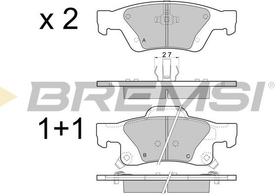 Bremsi BP3461 - Гальмівні колодки, дискові гальма autozip.com.ua