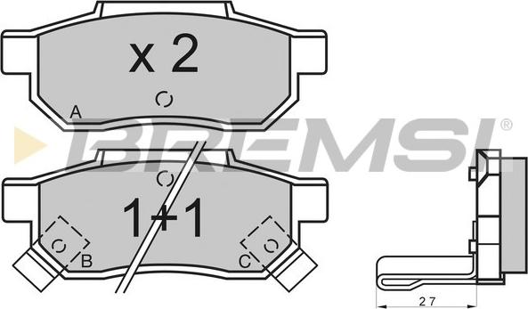 Bremsi BP2530 - Гальмівні колодки, дискові гальма autozip.com.ua