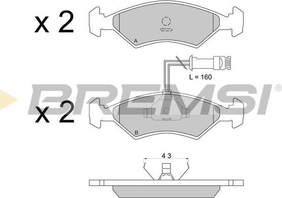 Bremsi BP2163 - Гальмівні колодки, дискові гальма autozip.com.ua
