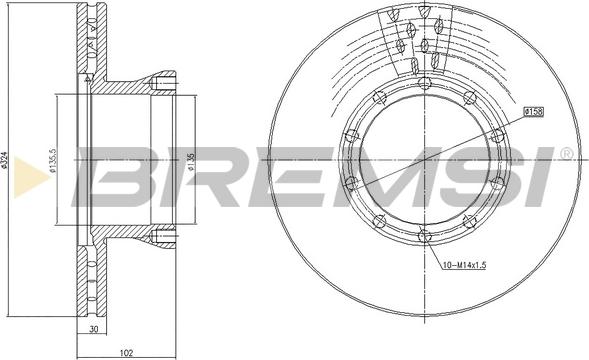 Bremsi CD5143V - Гальмівний диск autozip.com.ua