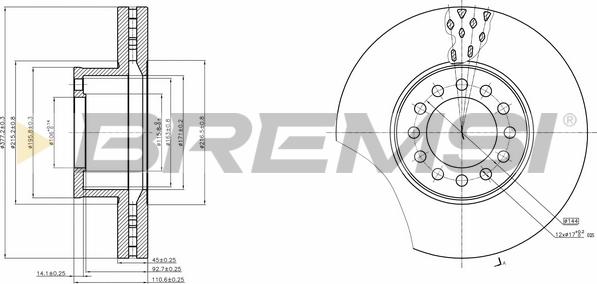 Bremsi CD5331V - Гальмівний диск autozip.com.ua