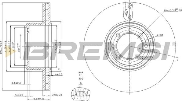 Bremsi CD5321V - Гальмівний диск autozip.com.ua