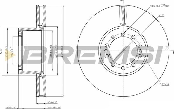 Bremsi CD5286V - Гальмівний диск autozip.com.ua