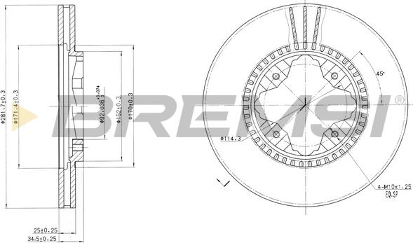 Bremsi CD6494V - Гальмівний диск autozip.com.ua