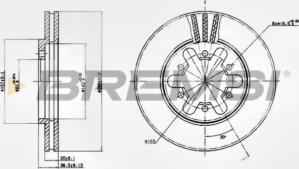 Bremsi CD6443V - Гальмівний диск autozip.com.ua