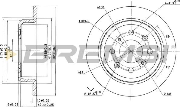 Bremsi CD6468S - Гальмівний диск autozip.com.ua