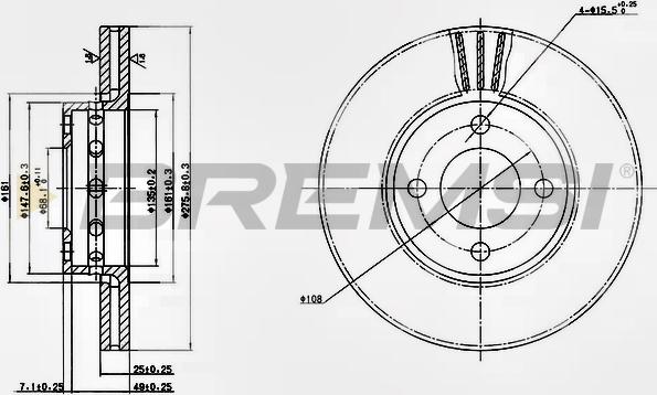 Bremsi CD6471V - Гальмівний диск autozip.com.ua