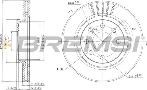 Bremsi CD6510V - Гальмівний диск autozip.com.ua