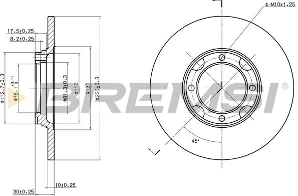 Bremsi CD6536S - Гальмівний диск autozip.com.ua