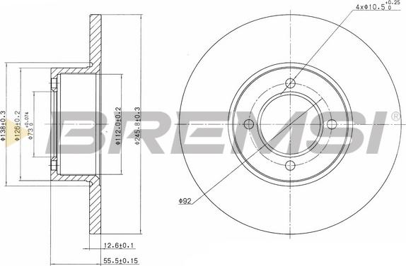 Bremsi CD6054S - Гальмівний диск autozip.com.ua