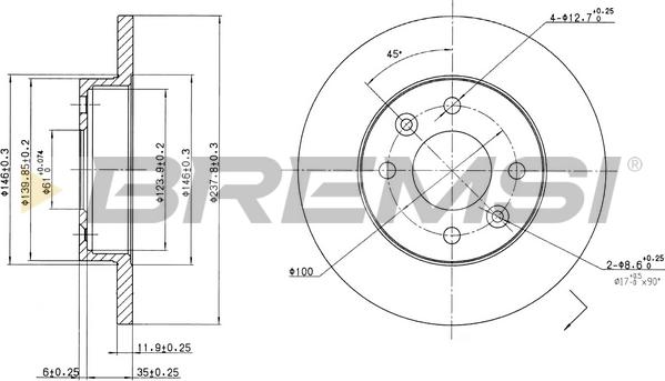 Bremsi CD6055S - Гальмівний диск autozip.com.ua