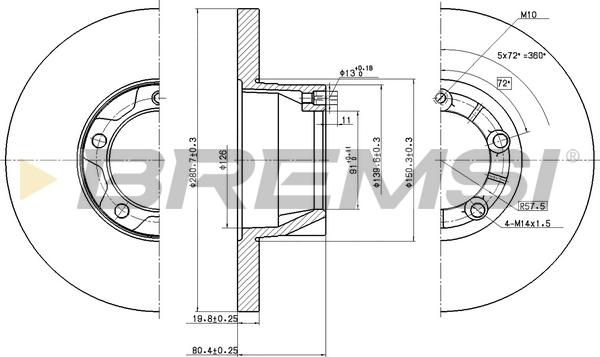 Bremsi CD6058S - Гальмівний диск autozip.com.ua