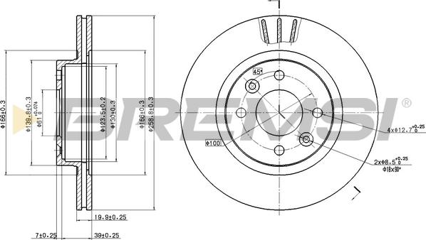 Bremsi CD6159V - Гальмівний диск autozip.com.ua