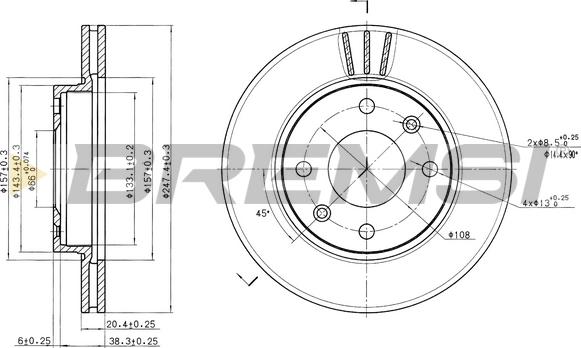 Bremsi CD6154V - Гальмівний диск autozip.com.ua