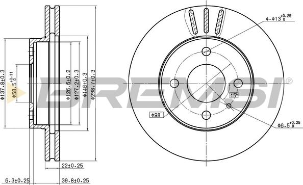 Bremsi CD6157V - Гальмівний диск autozip.com.ua