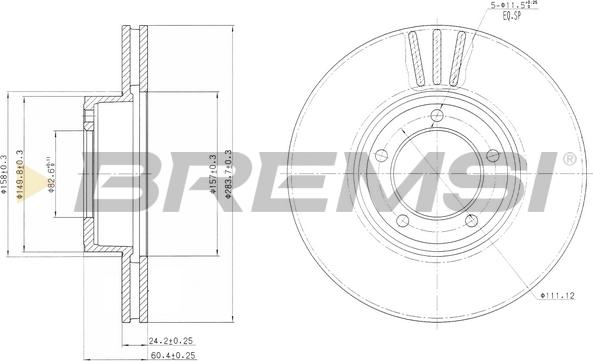 Bremsi CD6164V - Гальмівний диск autozip.com.ua