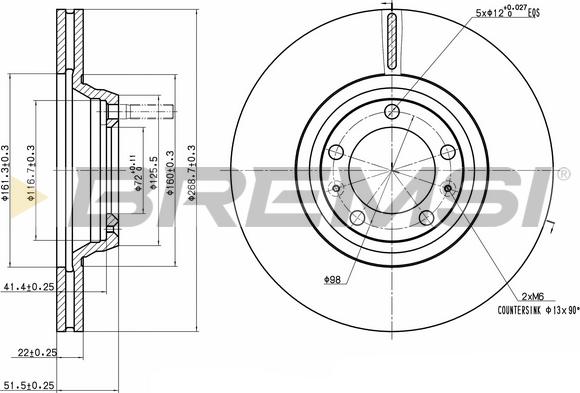 Bremsi CD6168V - Гальмівний диск autozip.com.ua