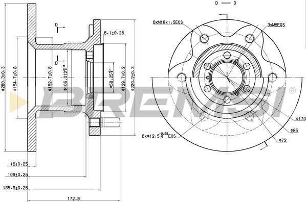 Bremsi CD6139S - Гальмівний диск autozip.com.ua