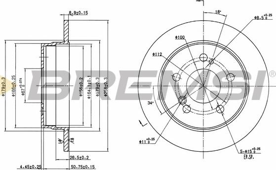 Bremsi CD6122S - Гальмівний диск autozip.com.ua