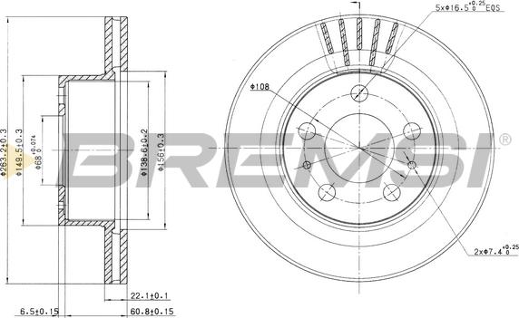 Bremsi CD6174V - Гальмівний диск autozip.com.ua