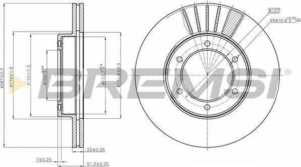 Bremsi CD6800V - Гальмівний диск autozip.com.ua