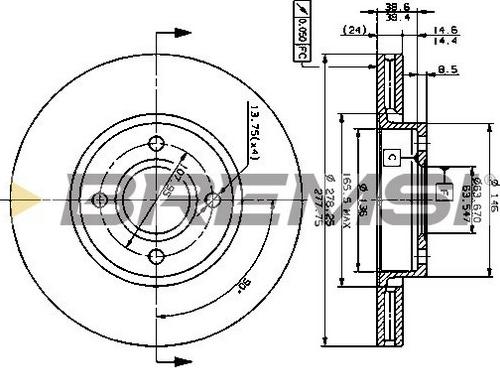 Bremsi CD6801V - Гальмівний диск autozip.com.ua