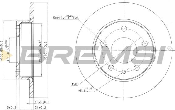 Bremsi CD6818S - Гальмівний диск autozip.com.ua