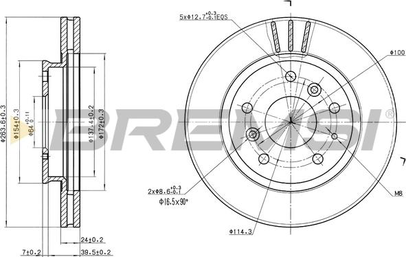 Bremsi CD6395V - Гальмівний диск autozip.com.ua