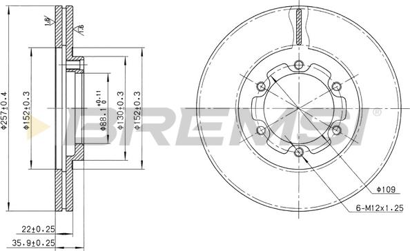 Bremsi CD6385V - Гальмівний диск autozip.com.ua