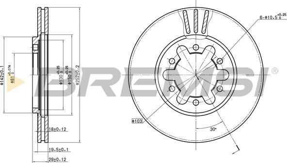 Bremsi CD6382V - Гальмівний диск autozip.com.ua