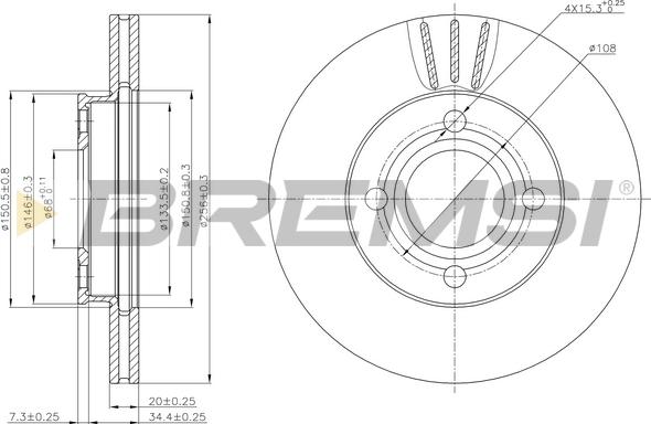 Bremsi CD6256V - Гальмівний диск autozip.com.ua