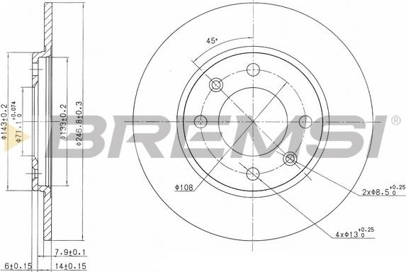 Bremsi CD6263S - Гальмівний диск autozip.com.ua