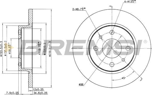 Bremsi CD6215S - Гальмівний диск autozip.com.ua