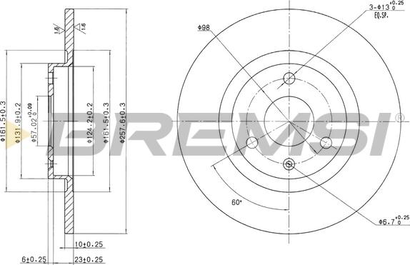 Bremsi CD6229S - Гальмівний диск autozip.com.ua