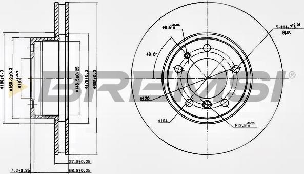 Bremsi CD6222V - Гальмівний диск autozip.com.ua