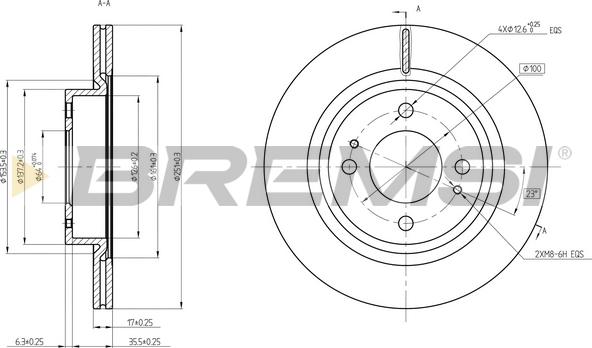 Bremsi CD8467V - Гальмівний диск autozip.com.ua