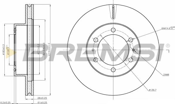 Bremsi CD8475V - Гальмівний диск autozip.com.ua