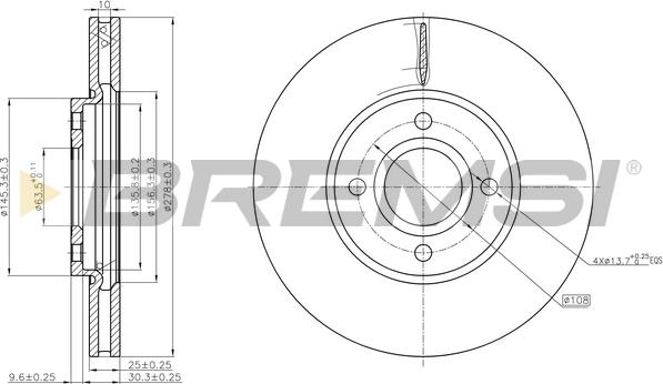 Bremsi CD8478V - Гальмівний диск autozip.com.ua