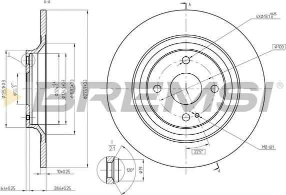 Bremsi CD8593S - Гальмівний диск autozip.com.ua