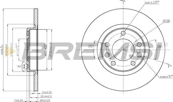 Bremsi CD8569S - Гальмівний диск autozip.com.ua