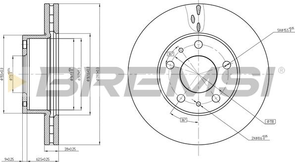 Bremsi CD8659V - Гальмівний диск autozip.com.ua