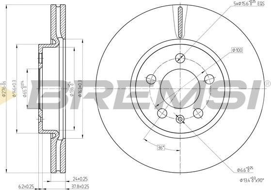 Bremsi CD8664V - Гальмівний диск autozip.com.ua