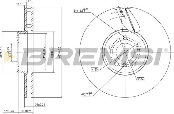 Bremsi CD8619VRD - Гальмівний диск autozip.com.ua